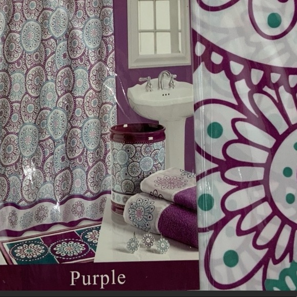 Dream Wheels Shower Curtain Hooks Purple Teal Flowers Set of 12 Popular Bath - Picture 10 of 10